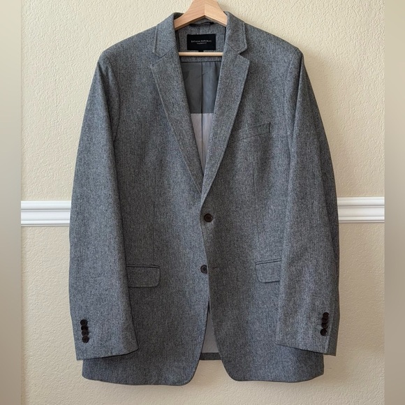 Banana Republic 100% Cotton Tailored Fit Gray Blazer Jacket Men’s Size 44L - Picture 12 of 13